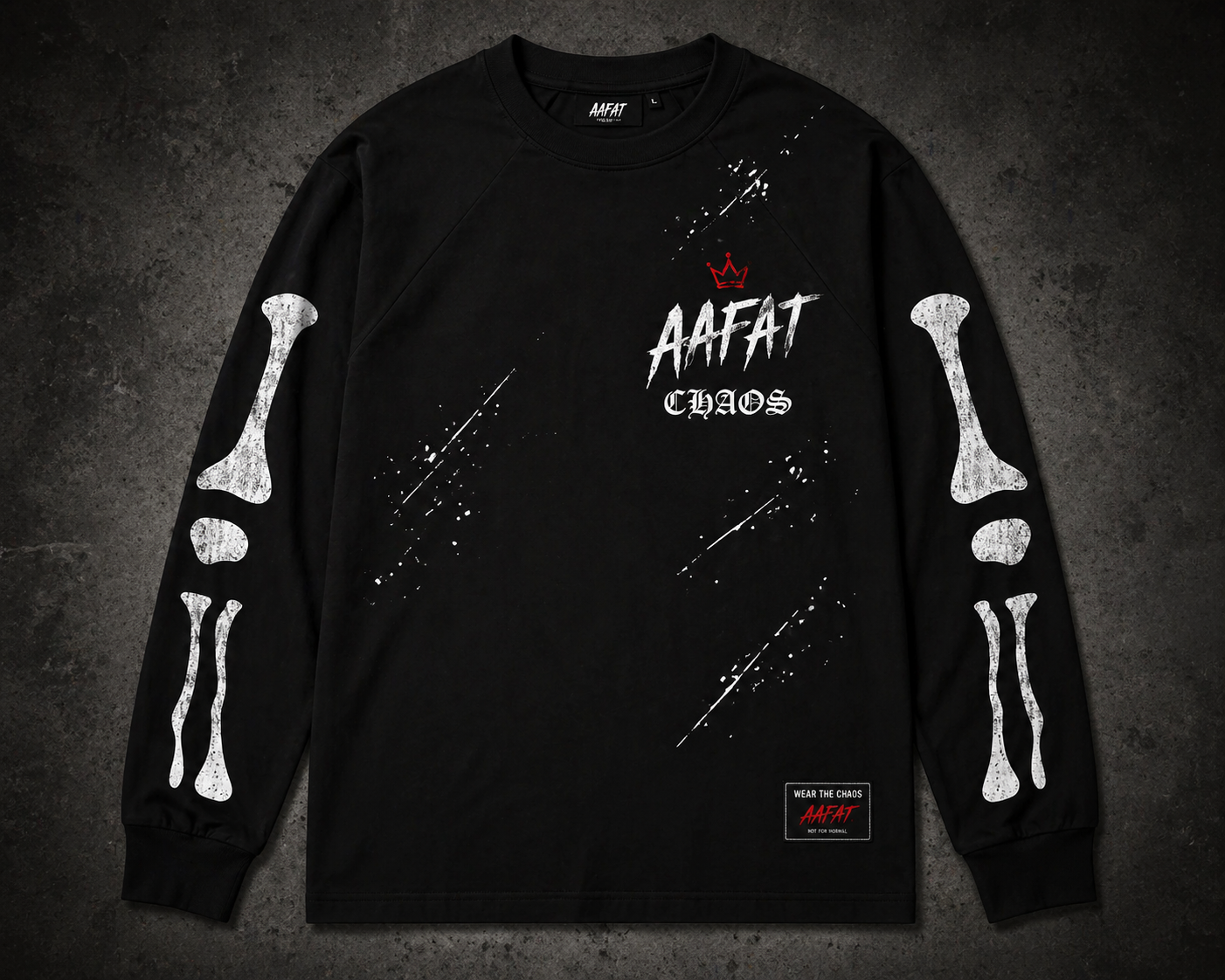 AAFAT CHAOS BONES LONGSLEEVE T-SHIRT - BLACK