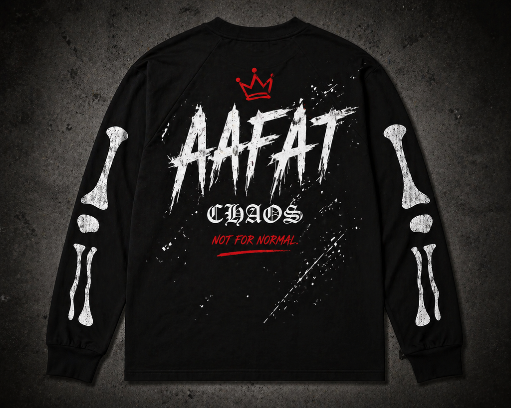 AAFAT CHAOS BONES LONGSLEEVE T-SHIRT - BLACK